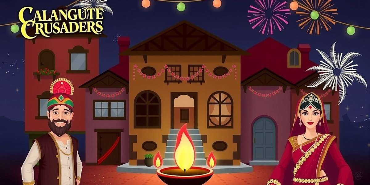 Calangute Crusaders Diwali Event Calangute Crusaders Diwali event screenshot showing characters in traditional Indian festival attire with decorated homes and fireworks